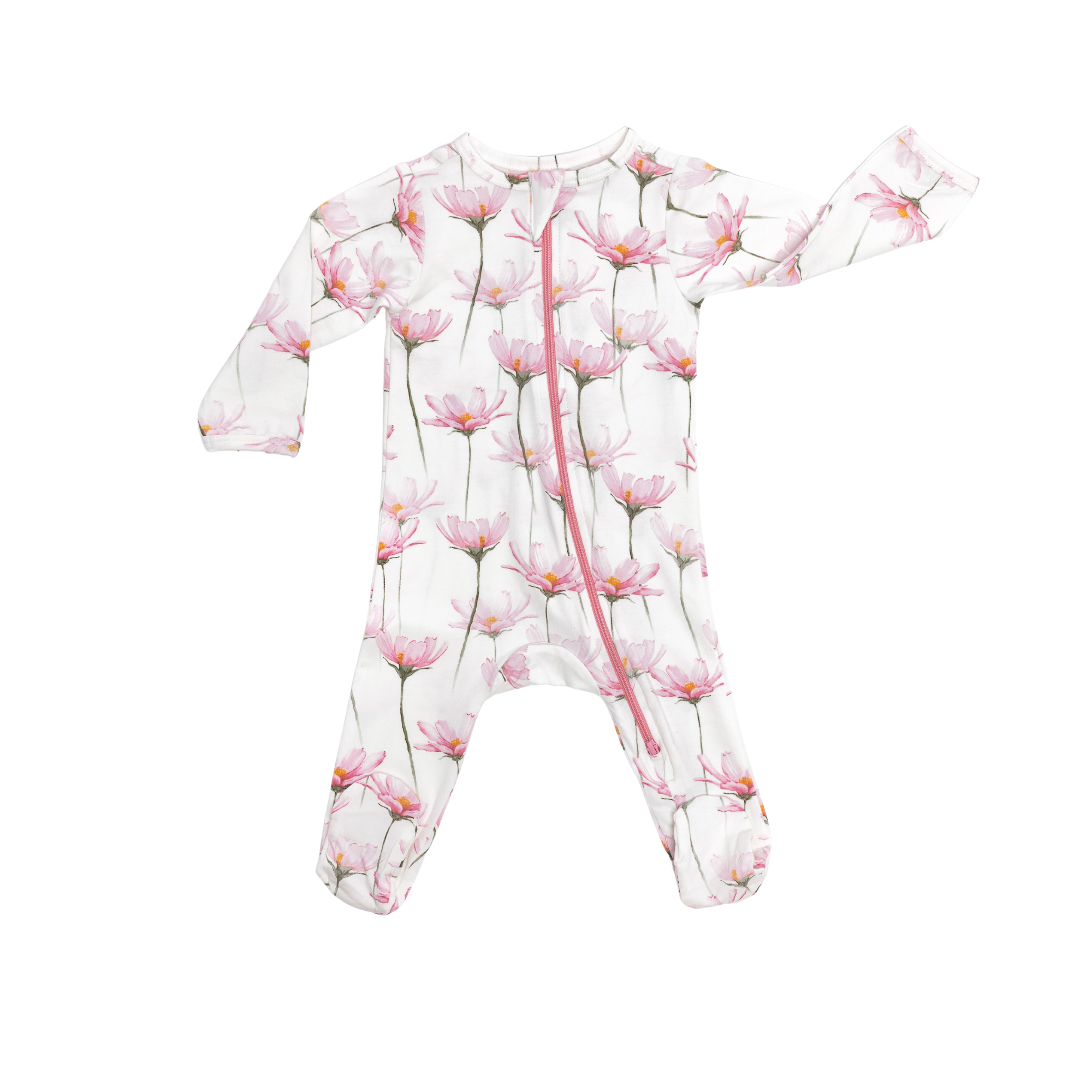 Norani Baby - Wholesale Bodysuit (Footed) - Baby - Pink Petals Organic Footed Onesie1