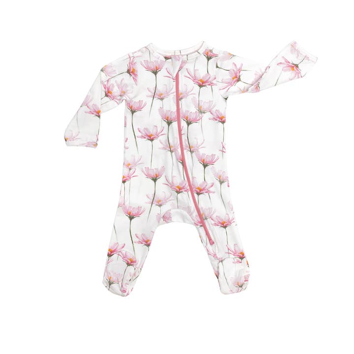 Norani Baby - Wholesale Bodysuit (Footed) - Baby - Pink Petals Organic Footed Onesie1