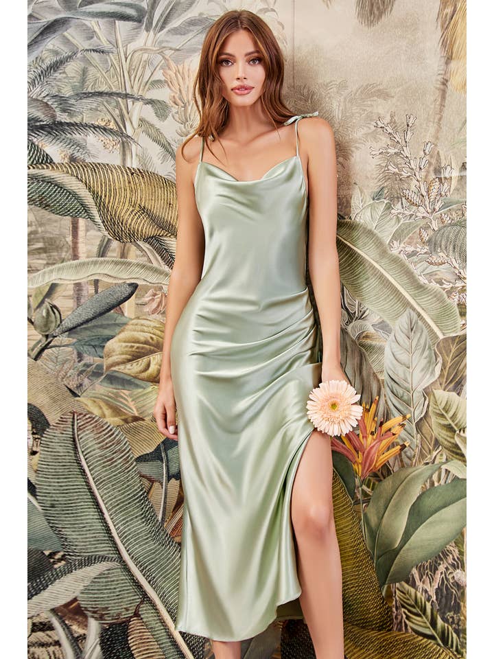 Ladivine by Cinderella Divine - Wholesale Dress - Women's - Slim Fit Satin Midi Dress