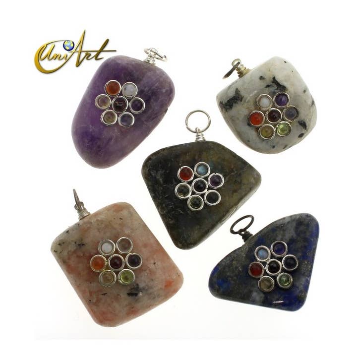 Chakra Pendant - Tumbled Stones for wholesale by UniArt