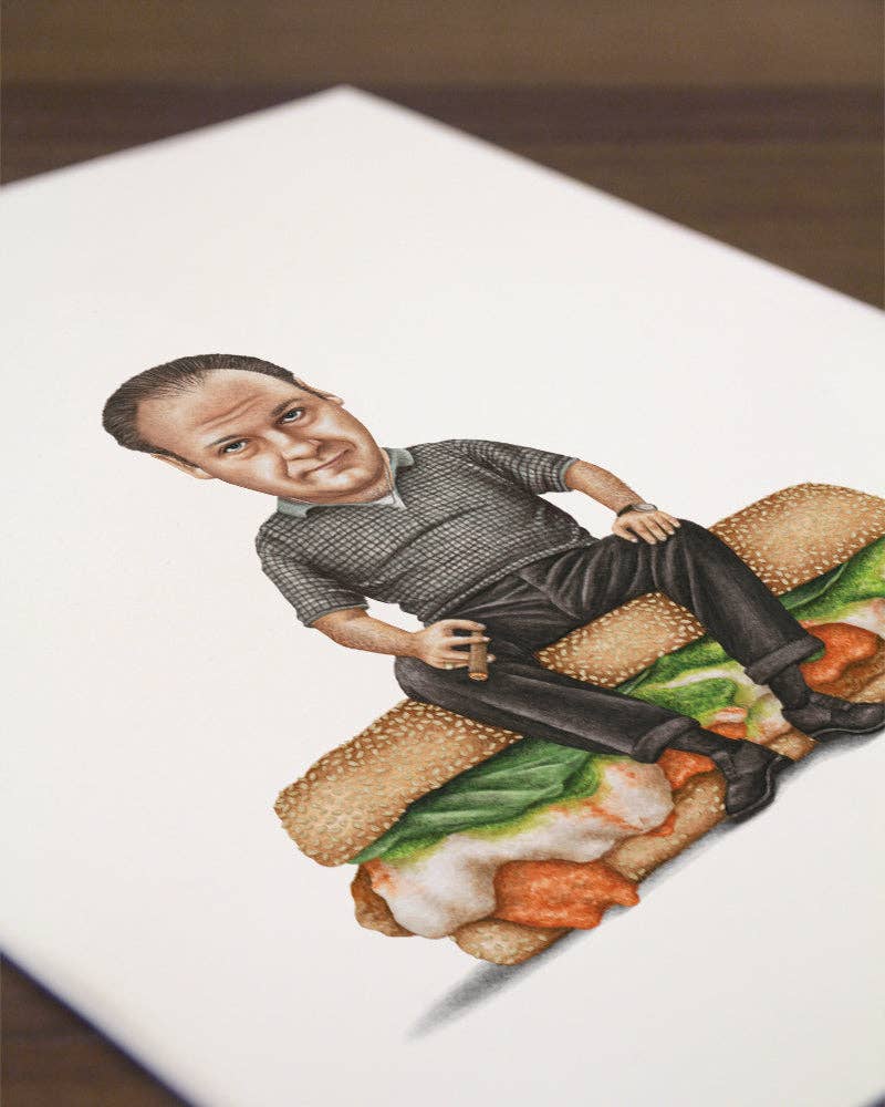 Celebs on Sandwiches - Wholesale Art Print - Tony Soprano #2 - Sopranos - Watercolor Print2