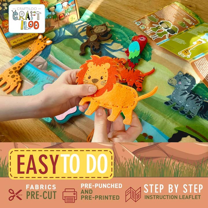 Craftiloo - Venta al por mayor Kits de costura - Kit de Costura Safari para Niños