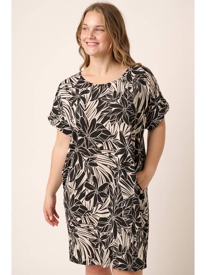 mittoshop - Wholesale Dress - Women's - D1912PL - PLUS TROPICAL PRINT DOLMAN MINI DRESS