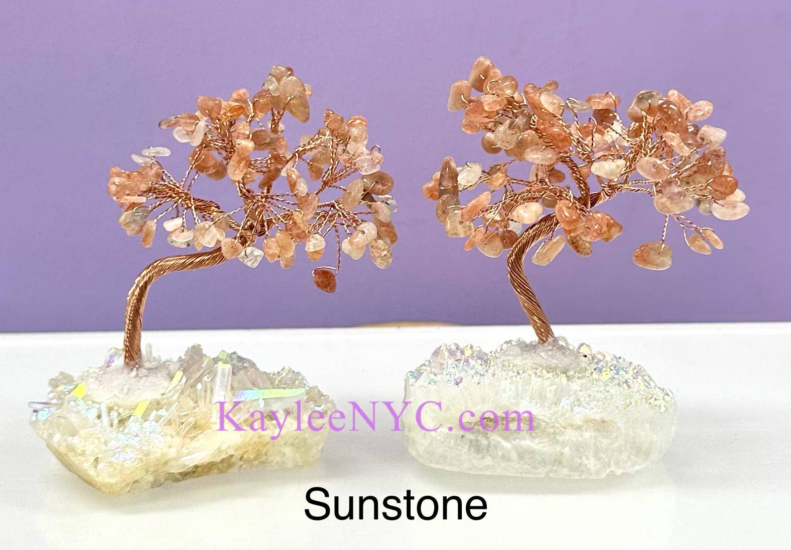KayleeNYC - Wholesale Spiritual Stone/Crystal - Bonsai Tree with Angel Aura Quartz Cluster Base6