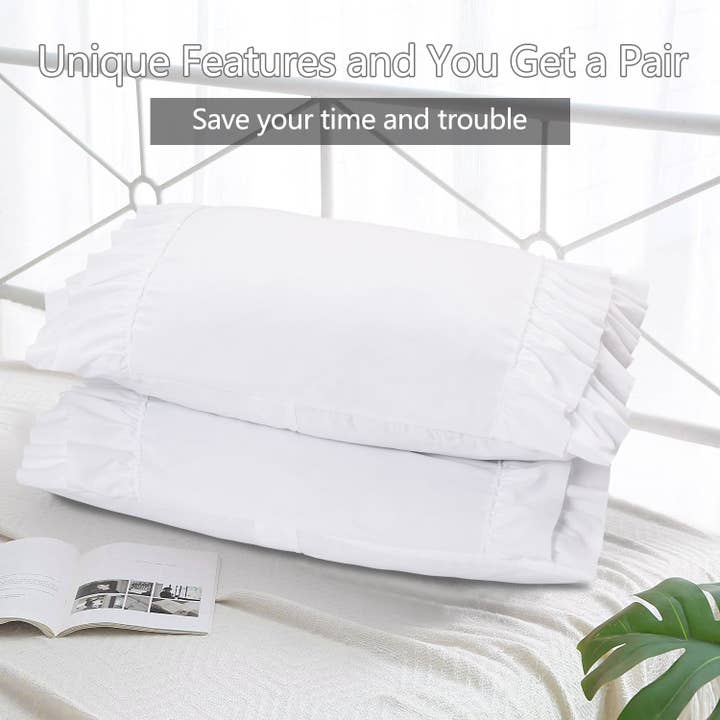 HIG - Wholesale Bedding Pillowcase/Sham - 2 Piece Handcraft Chic Ruffle French Country Style Pillow Shams24