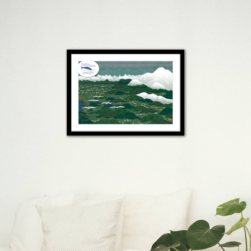 Bella Blue Designs - Wholesale Art Print - Poster Art Print - Swans Above Whatcom, 12x18"3