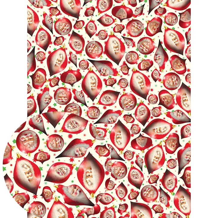 Uhyggelig julemand finder ud af indpakningspapirrulle med 3 ark for engroshandel hos Smitten Kitten