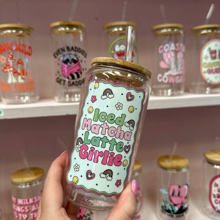 Studio GRL - Wholesale Drinking Glass/Cup - Iced matcha latte girlie glass cup