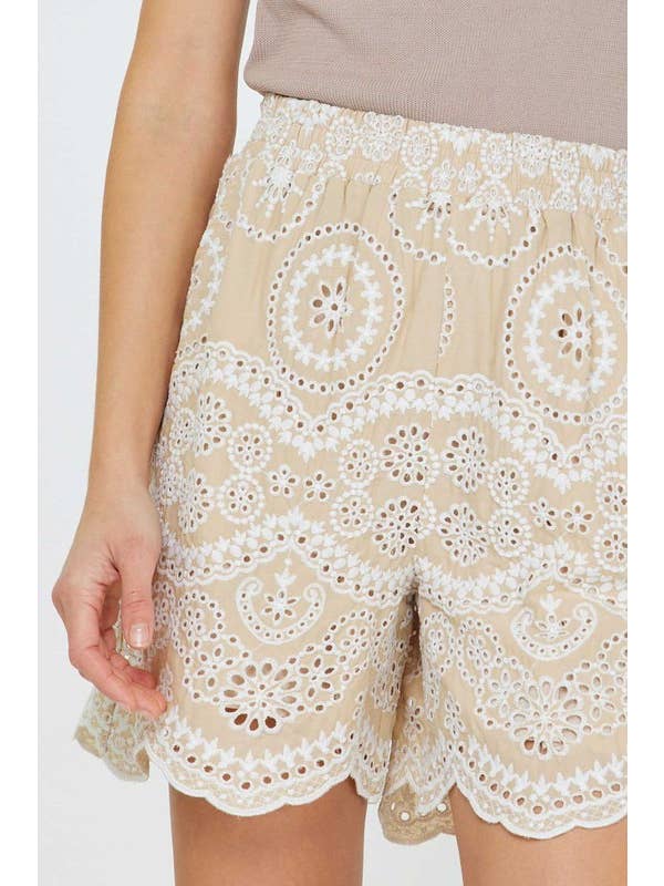 Natural Cotton Eyelet Short for wholesale on Faire4