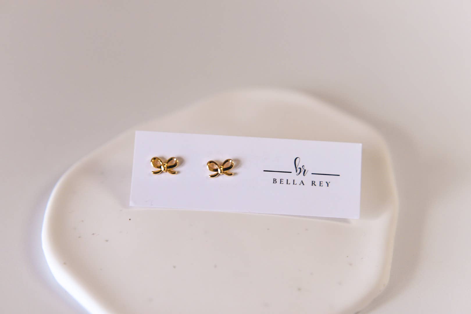 Bella Rey jewelry - Wholesale Stud/Post Earrings - The Lela bow 18k gold plated stud earrings dainty1