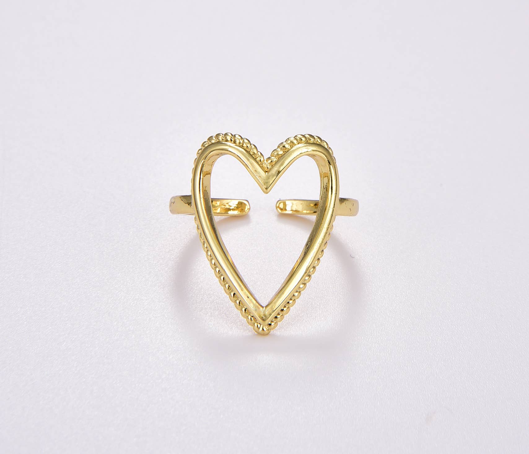 Beads Creation - Wholesale Band/Stacked Ring - 18K Gold Filled Heart Ring Unique Cute Ring for Women RG1230