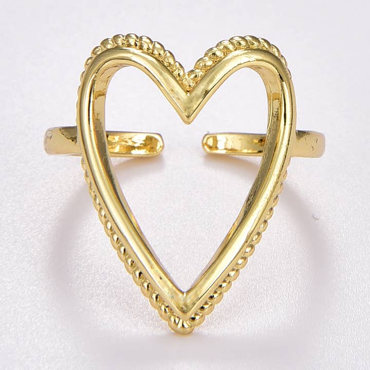 Beads Creation - Wholesale Band/Stacked Ring - 18K Gold Filled Heart Ring Unique Cute Ring for Women RG1230
