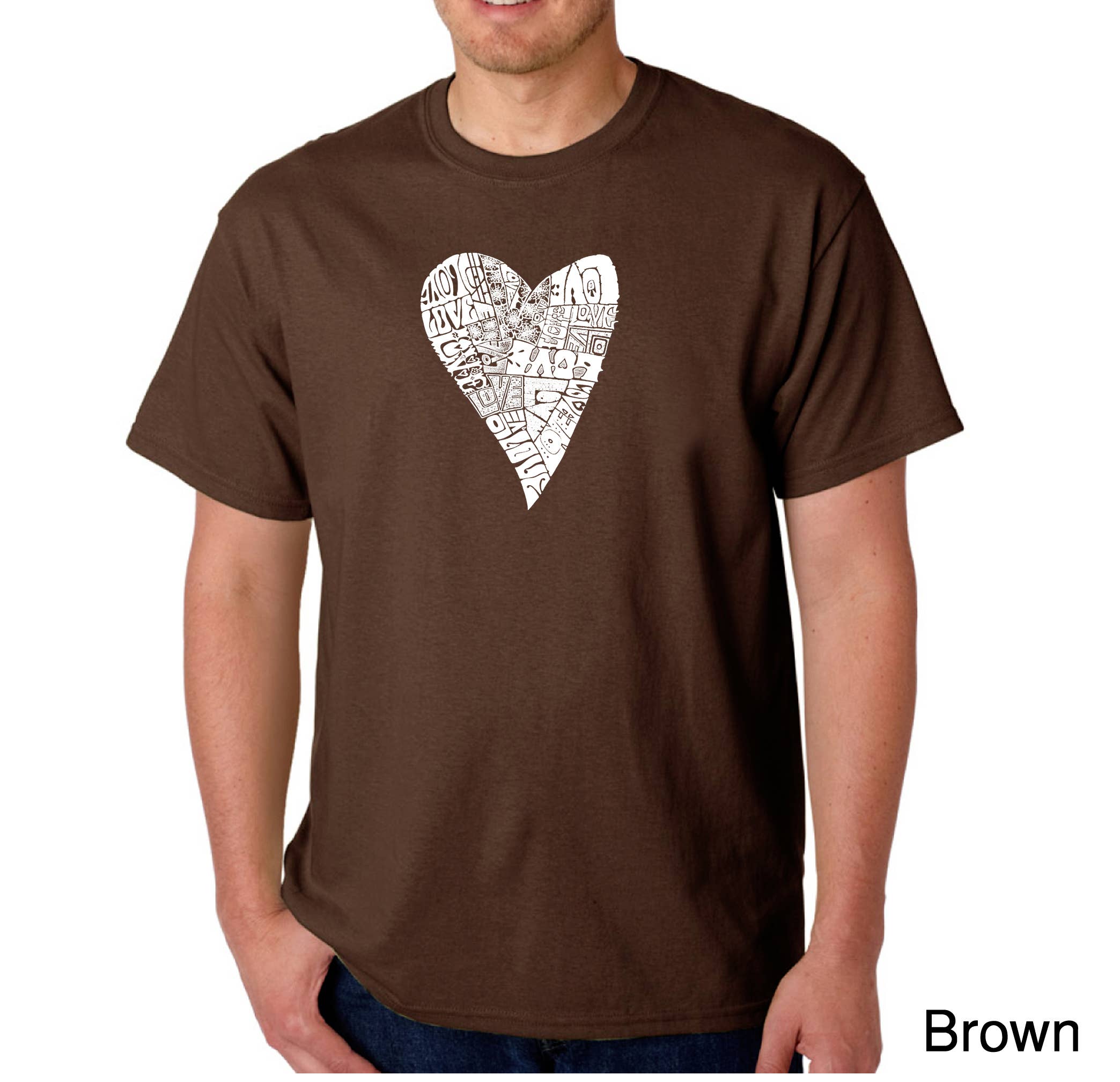 LA Pop Art - Vendita all'ingrosso Maglietta serigrafata - Uomo - La Pop Art - Maglietta da uomo con scritta in inglese «Lots of Love»2