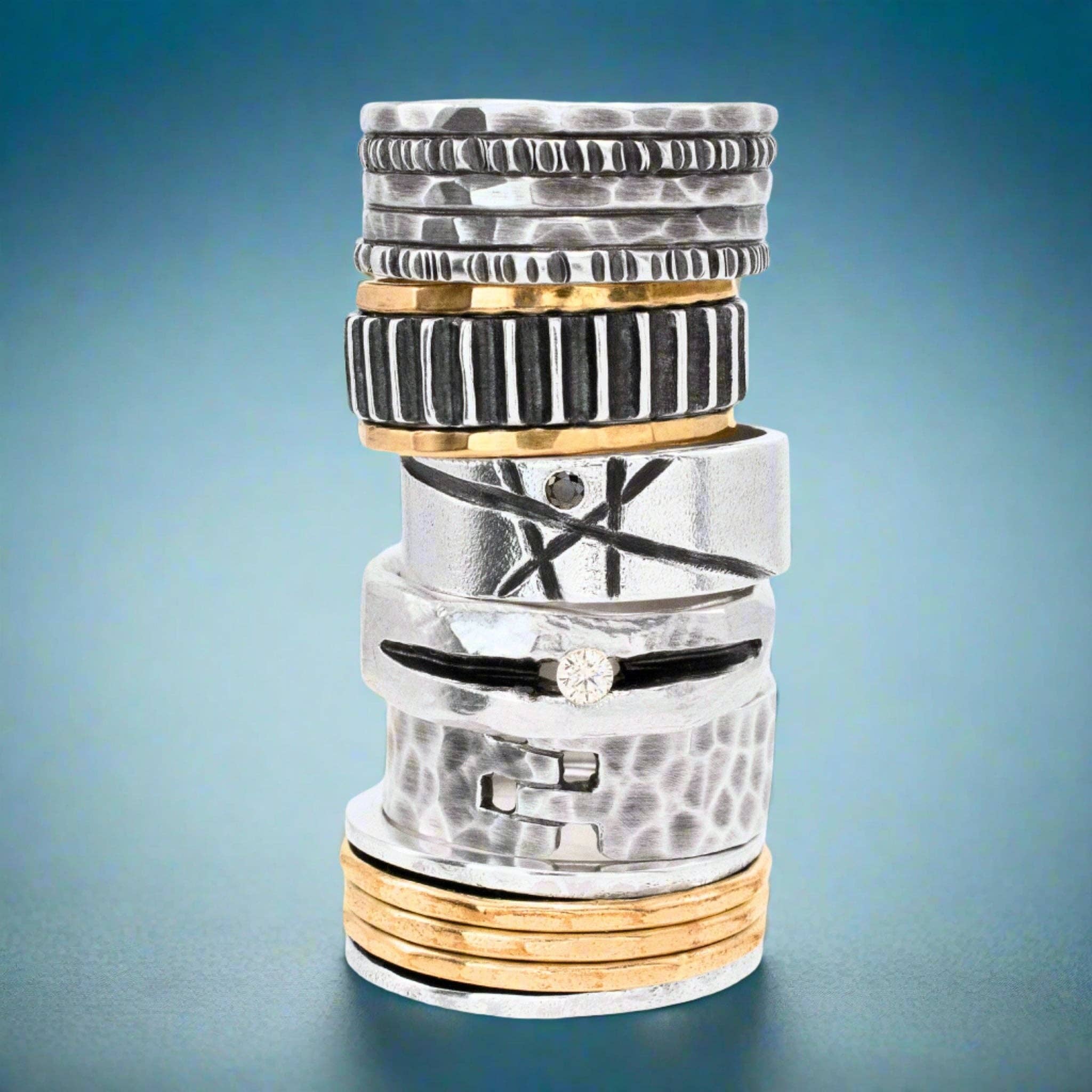 J + I Jewelry - Wholesale Band/Stacked Ring - Silver Amalgam Band3