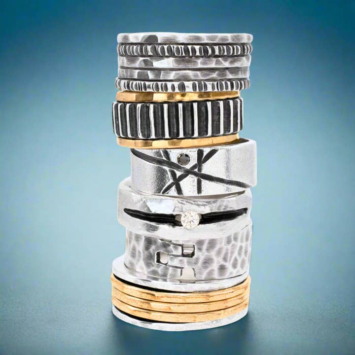 J + I Jewelry - Wholesale Band/Stacked Ring - Silver Amalgam Band3