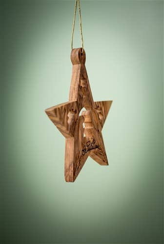 Earthwood - Wholesale Ornament - Star with Nativity and Angels - 3"2