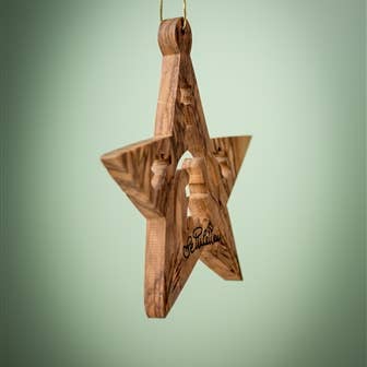 Earthwood - Vente Objets de décoration - Étoile avec Nativité et Anges - 3"2