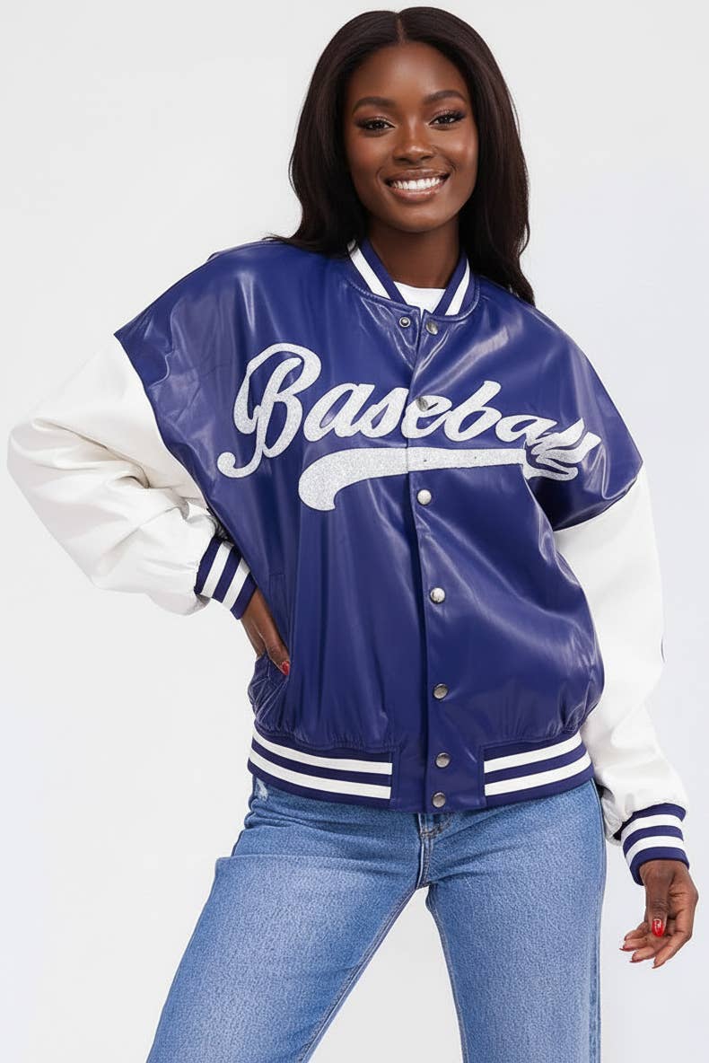 5besties inc - Wholesale Varsity/Baseball Jacket - Women's - PU PLEATHER VARSITY JACKET2