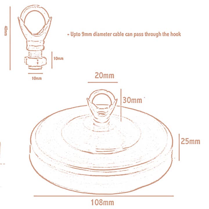 Ledsone – Großhandel Kronleuchter/Hängeleuchte – Weiße Farbe 108 mm Durchmesser Deckenrosette Hakenplatte Licht Fit1