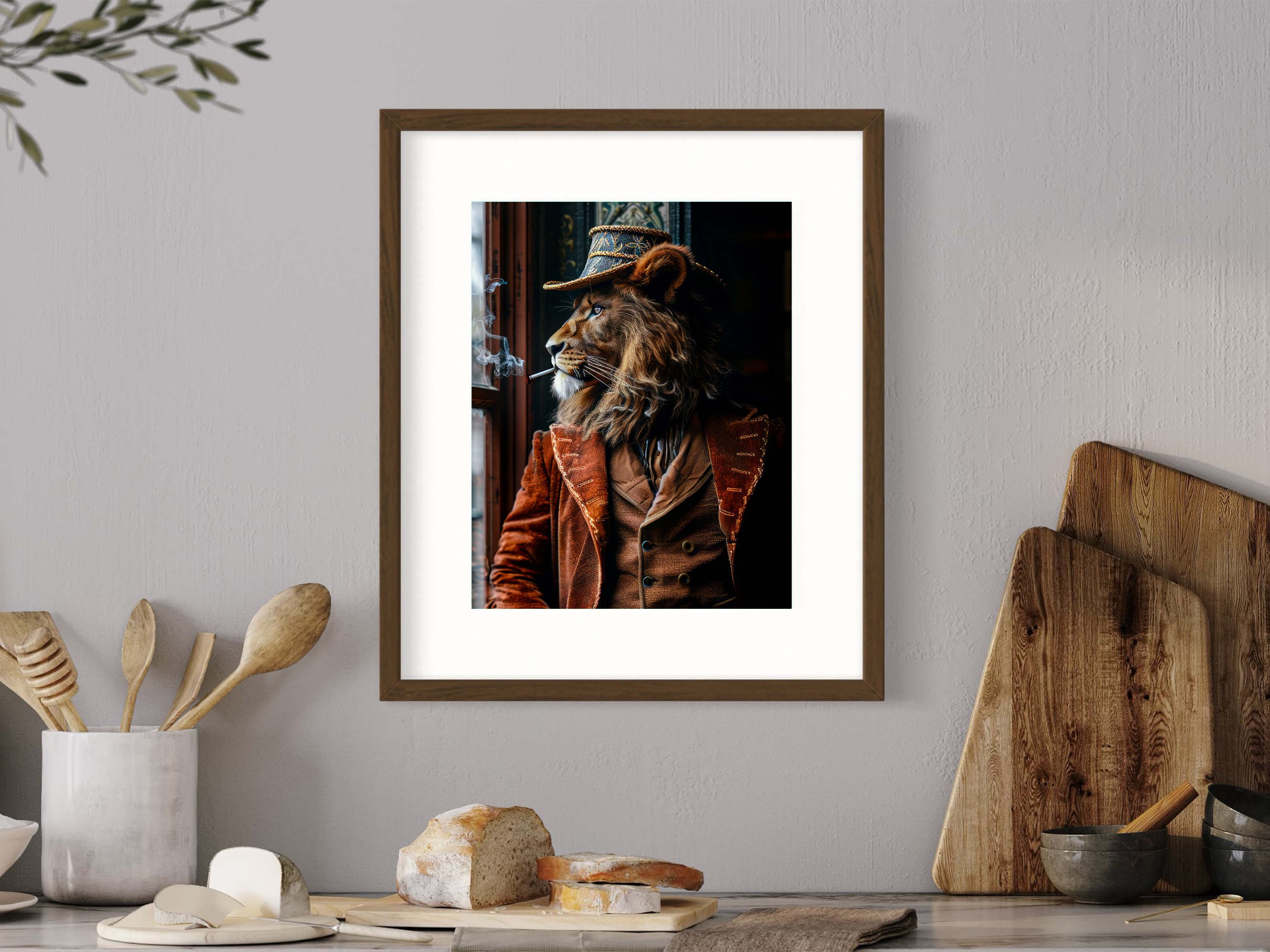 Salty Alyce - Wholesale Art Print -   Dapper Lion Smoking Wall Decor 138AS2