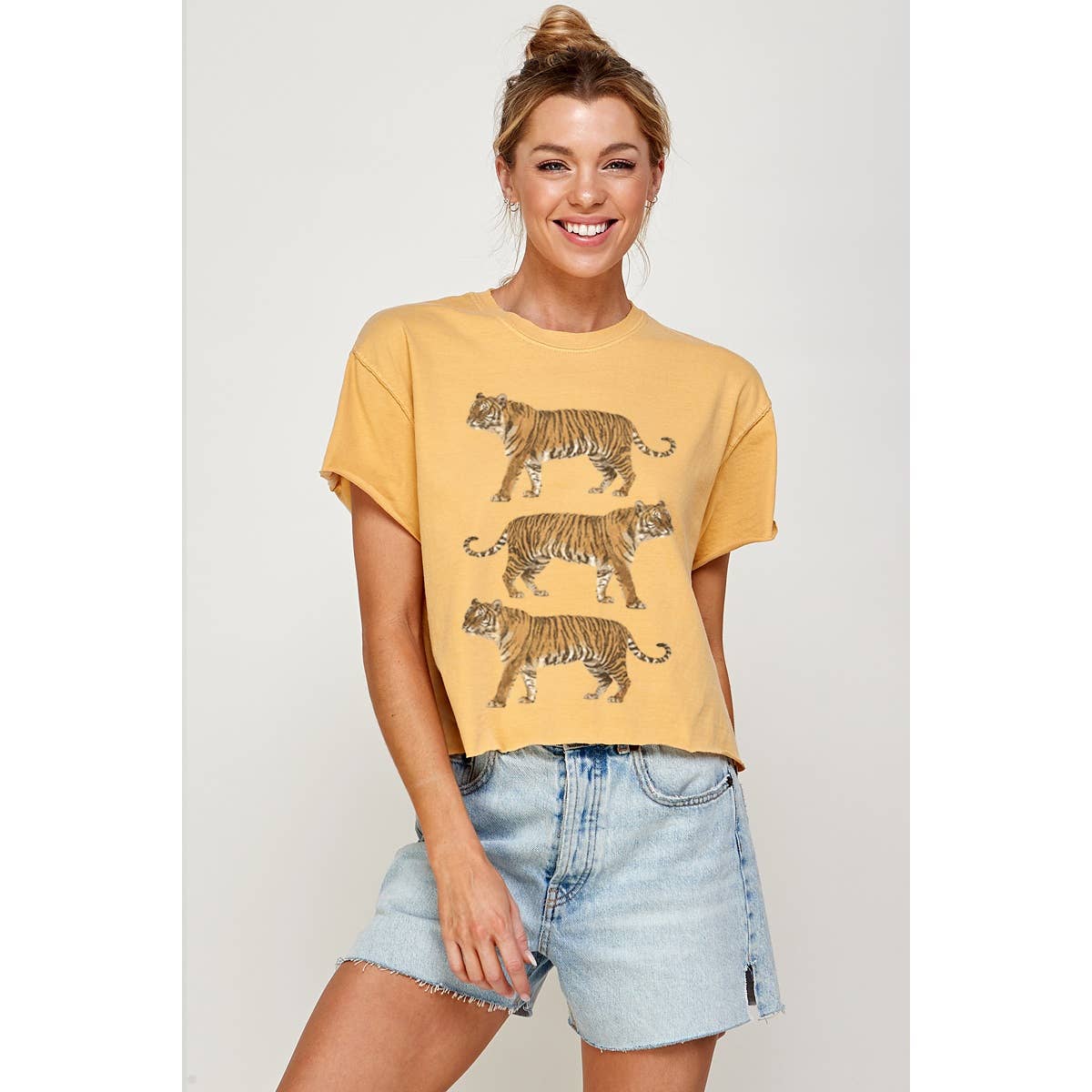 Illustrated Society - Vente T-shirt sérigraphié – femme - HAUT COURT VINTAGE À MOTIF TIGERS6