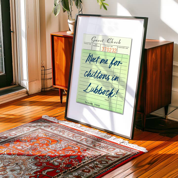 Tejas Country Club - Wholesale Art Print - Meet Me For Chiltons In Lubbock Guest Check Art Print5