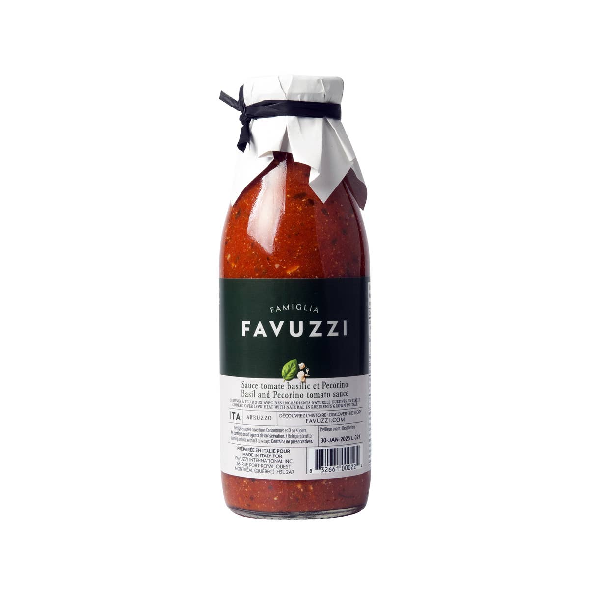 Favuzzi (Canada) - Vente Sauces - Sauce au basilic et au pecorino1