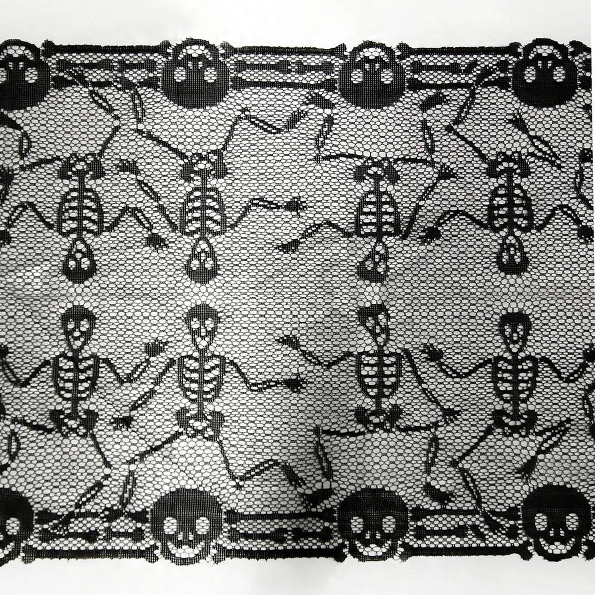 Black HALLOWEEN TABLE RUNNER LACE SKULL TABLE RUNNER_CWMM1729 for wholesale on Faire7