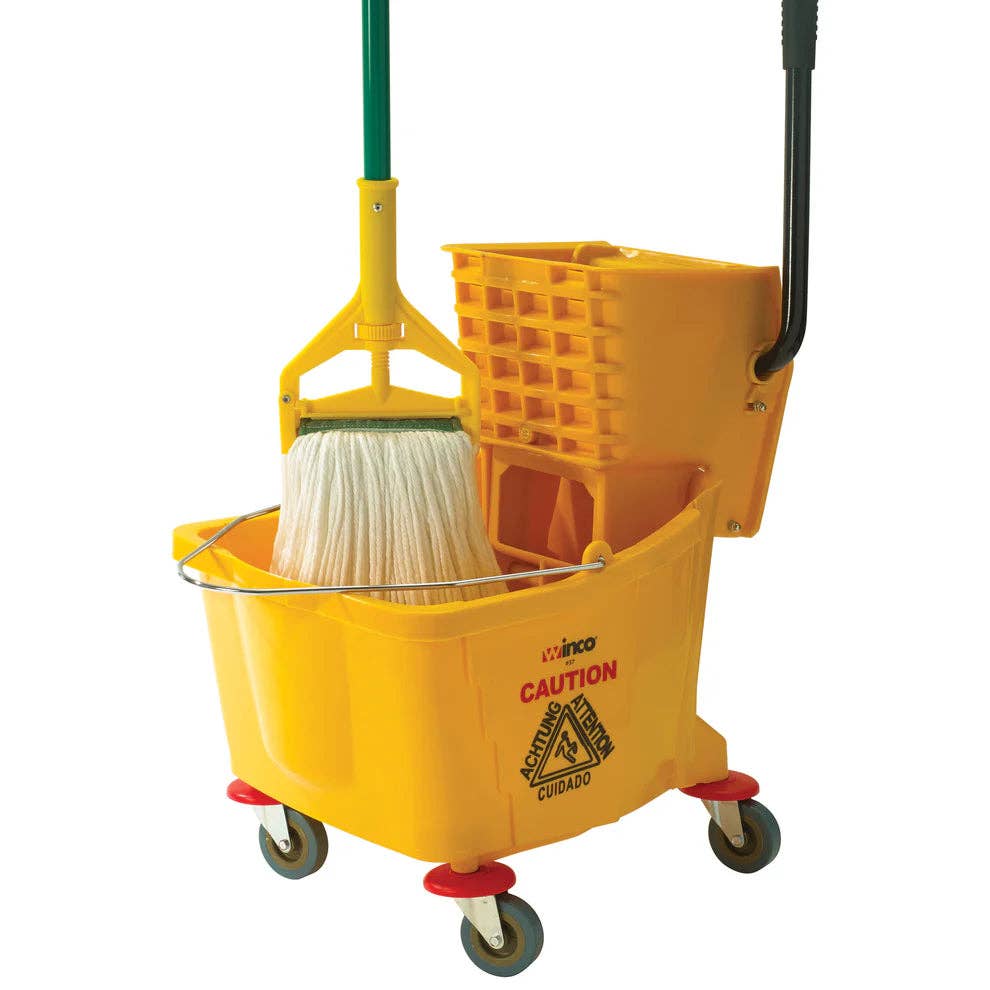 EcoQuality - Wholesale Mop - MOPM-L/M, White/Green Bands Looped End Microfiber Mop Head0