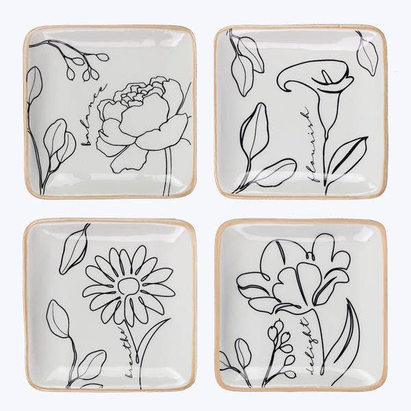 Young's - Wholesale Jewelry Dish - Ceramic Human Nature Trinket Dishes, 4 Ast.