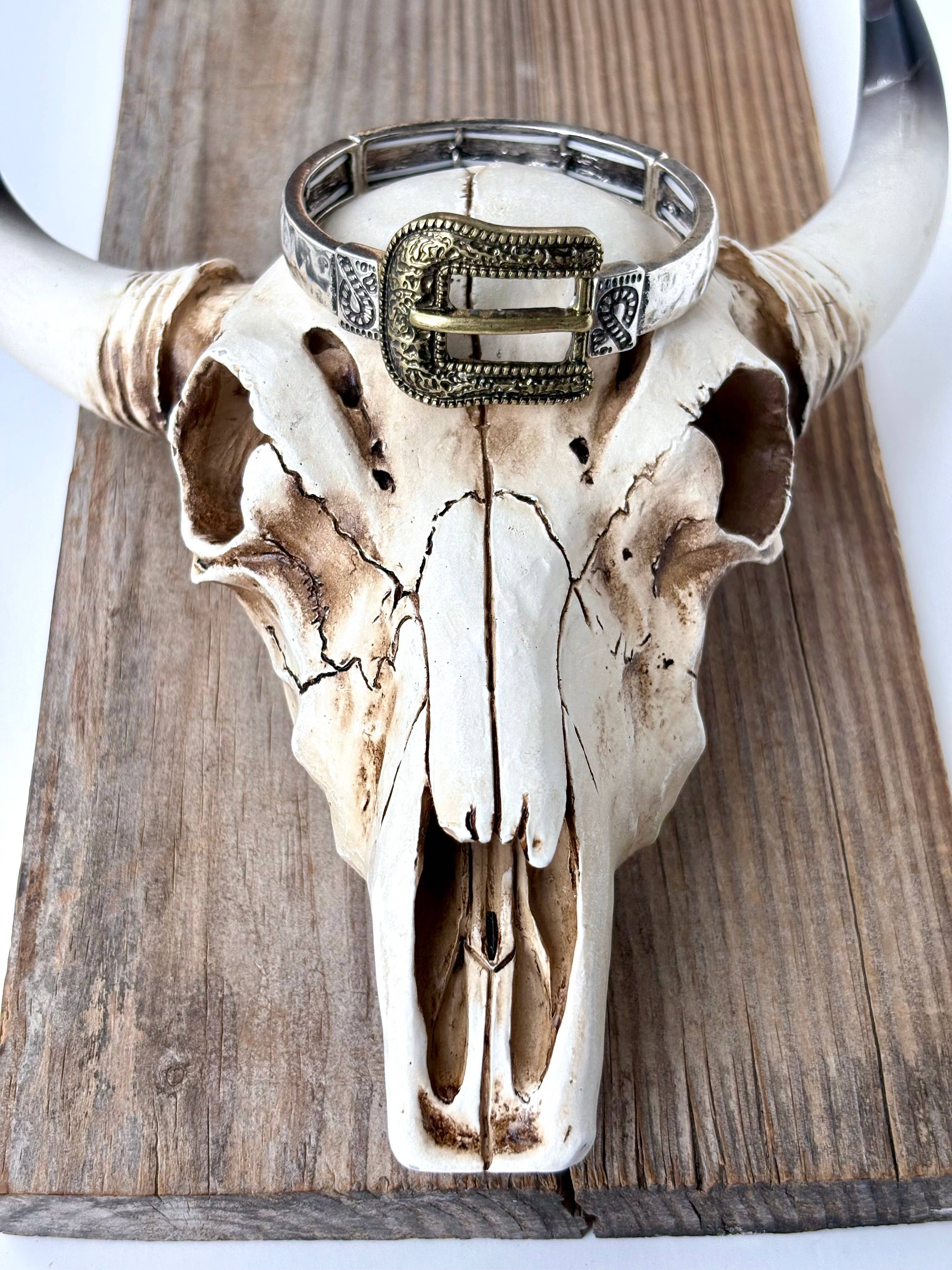 Boho Ranch Shop - Wholesale Bangle Bracelet - Western Belt Buckle Bar Bangle Stretch Bracelet5