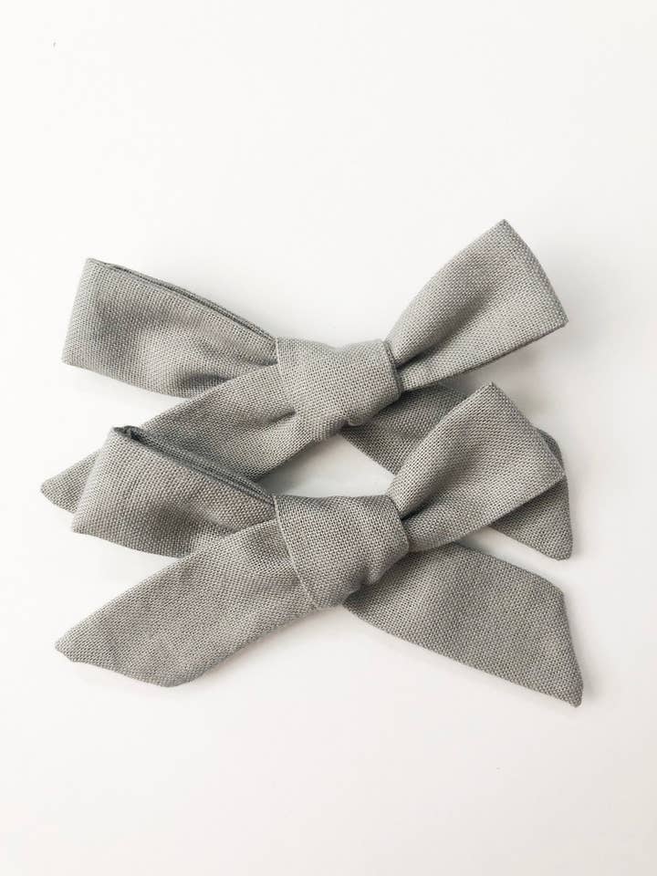 Macie & Me - Wholesale Hair Bow - Kids - Grey Pigtail Bows0