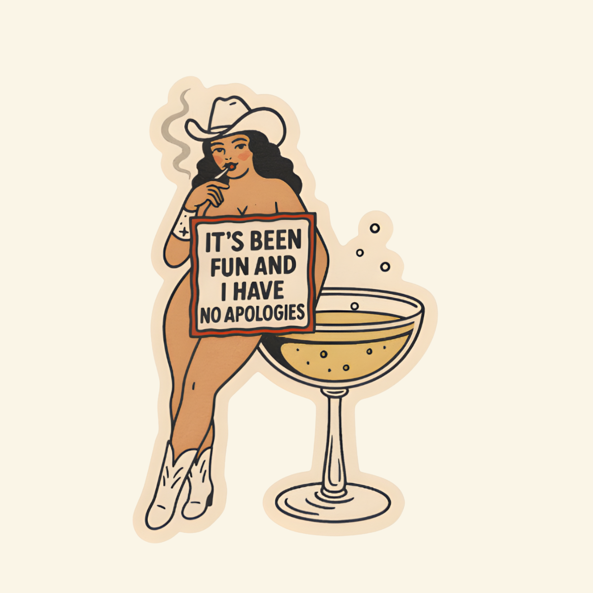 inviting affairs paperie - Wholesale Sticker - It’s Been Fun and I Have No Apologies Sticker –Retro Cowgirl2