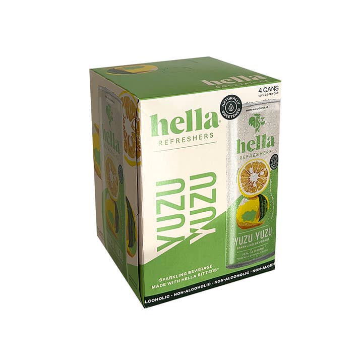 Hella Cocktail Co. - Wholesale Non-Alcoholic Aperitif/Mocktail - Hella Refreshers: Yuzu Yuzu 12oz, 4-Pack 1