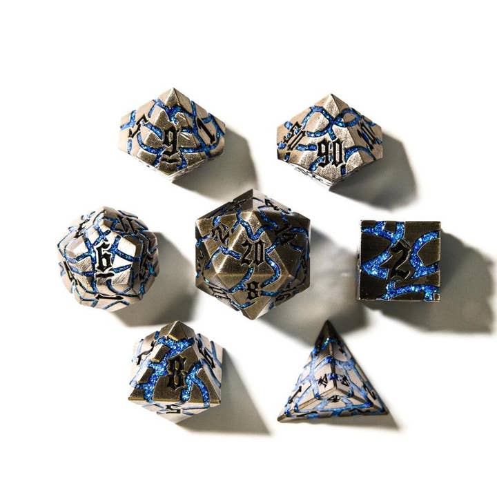 Tabletop Dominion Limited – wholesale Dice – Frostmourne Steel | Solid Metal Dice | 7-Polyhedral Set