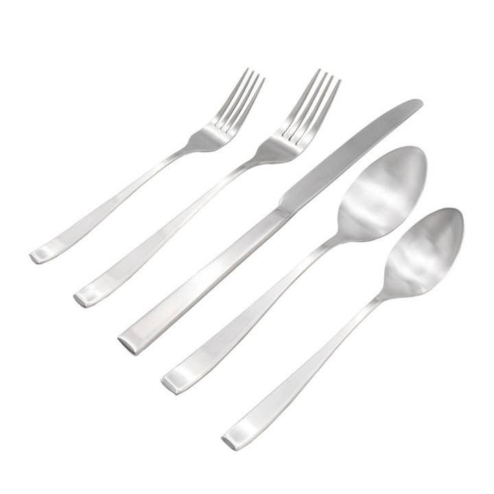 Set di Posate in Acciaio Inossidabile 18/0 Opaco Chisel da 20 Pezzi, Servizio per 4 per la vendita all'ingrosso da parte di Godinger