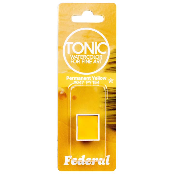 Tonic Watercolor Half Pans, #047 Permanent Yellow for wholesale by Federal Color