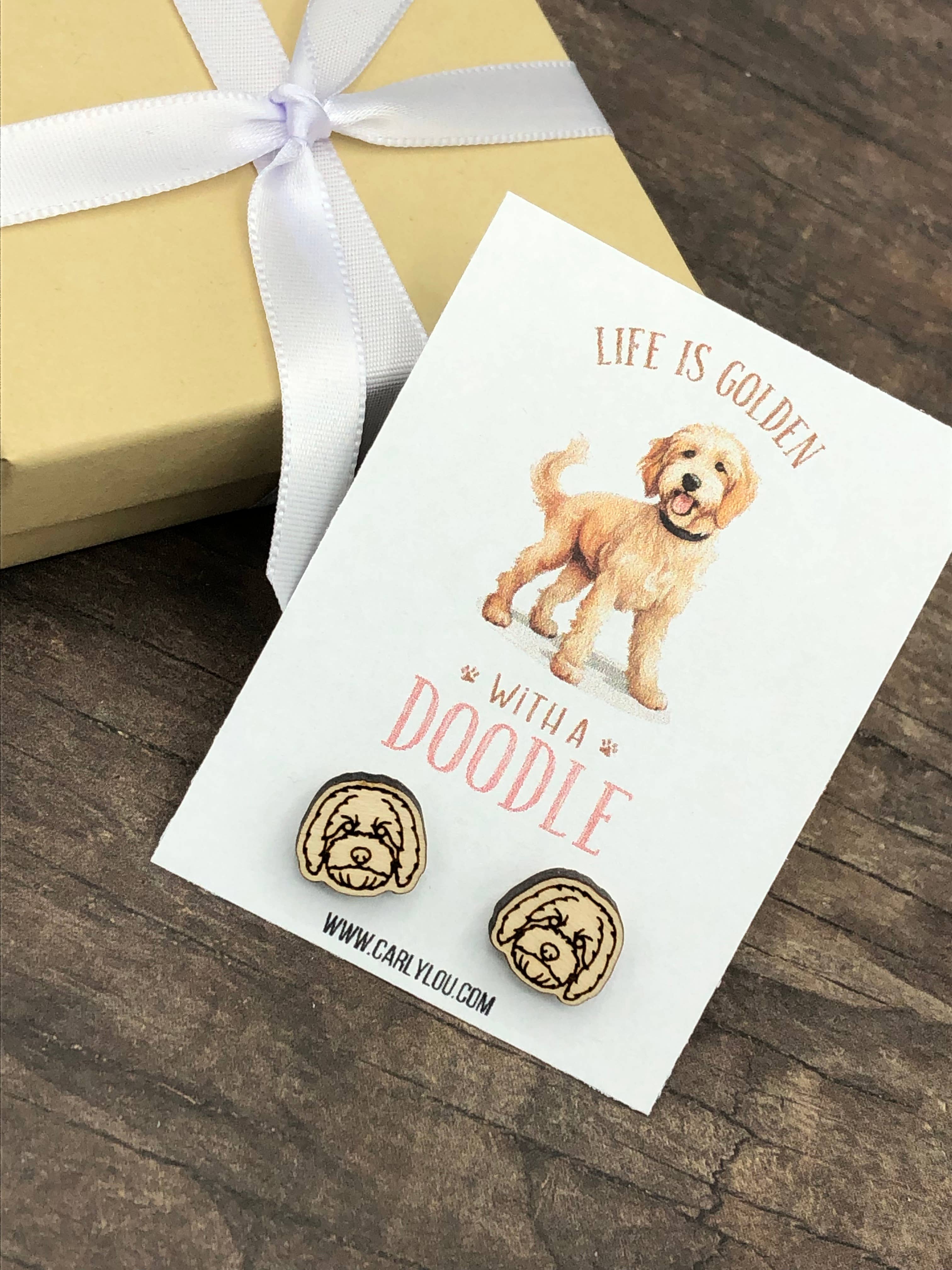 Carly Lou - Wholesale Stud/Post Earrings - Golden Doodle Earrings - Goldendoodle Mom Dog Earrings1