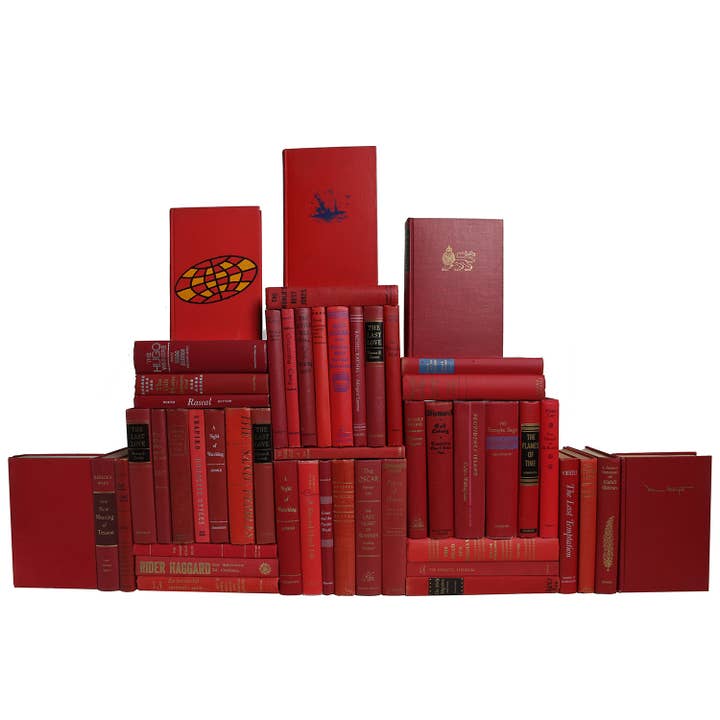 Decorative Red Books - Vintage Orchard Wall - Set of 50 for wholesale by Booth & Williams