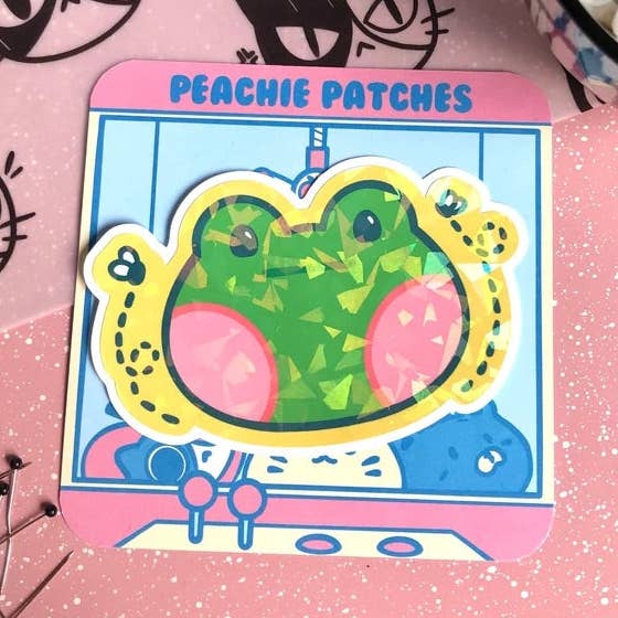 FRØ HOLOGRAFISK REVNET IS LAPTOP KLISTERMÆRKE for engroshandel hos Peachie Patches