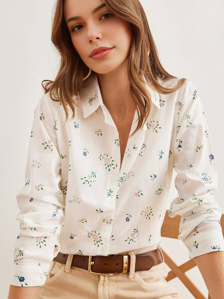 Camisa de Linho com Punhos por atacado de Hoxton Gal
