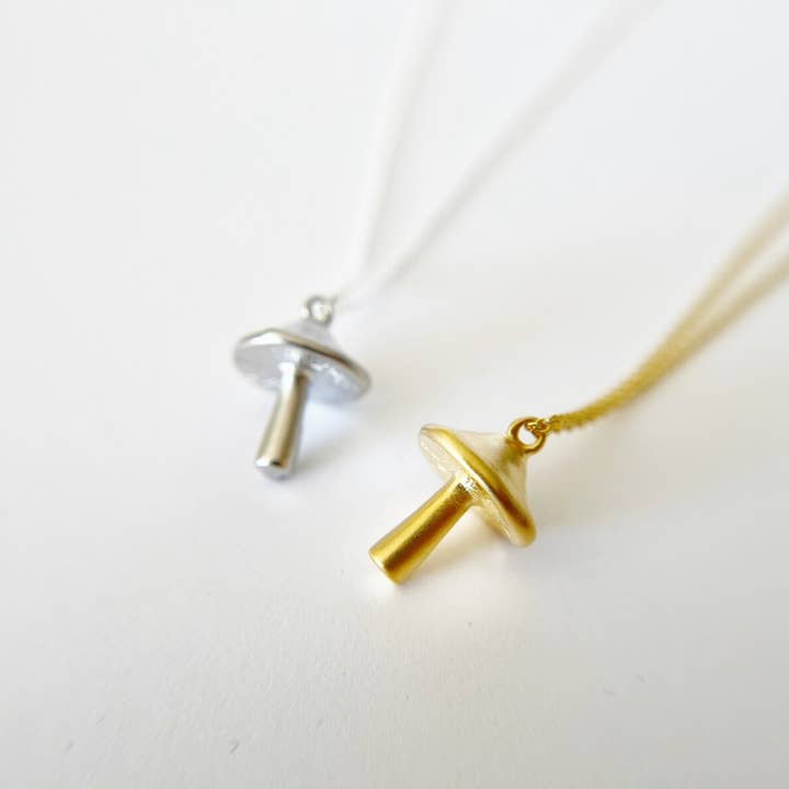 Mushroom Necklace - gold or silver for wholesale by Totinette bijoux