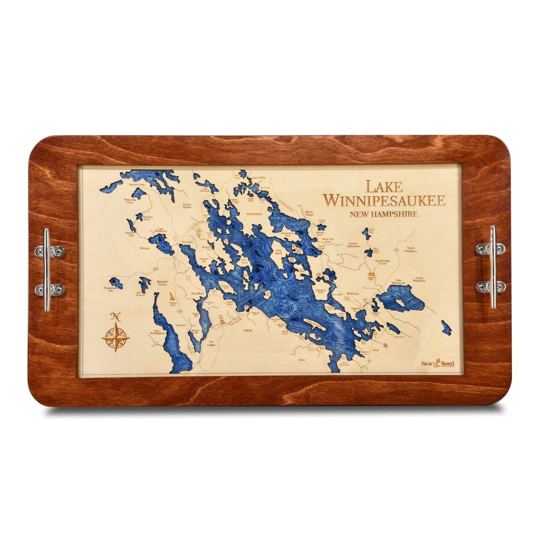 Sea & Soul Nautical Chart Art – Großhandel Serviertabletts – Lake Winnipesaukee New Hampshire Nautical Serviertablett1