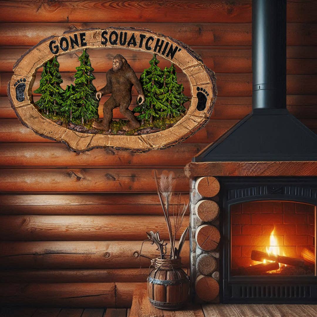 Pacific Trading - Wholesale Plaque - Gone Squatchin Cabin Mancave Wall Plaque1