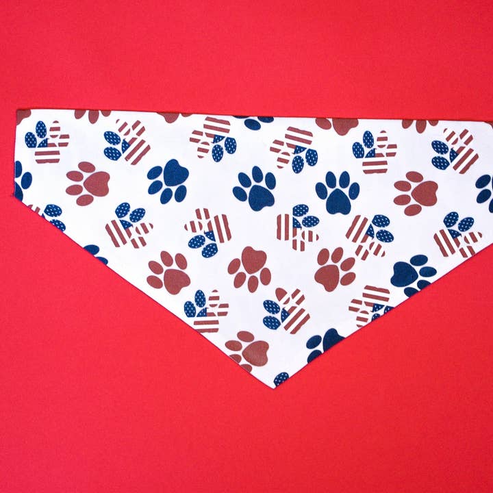 Red, White, and Paws Bandana for wholesale by Dope Dog Co