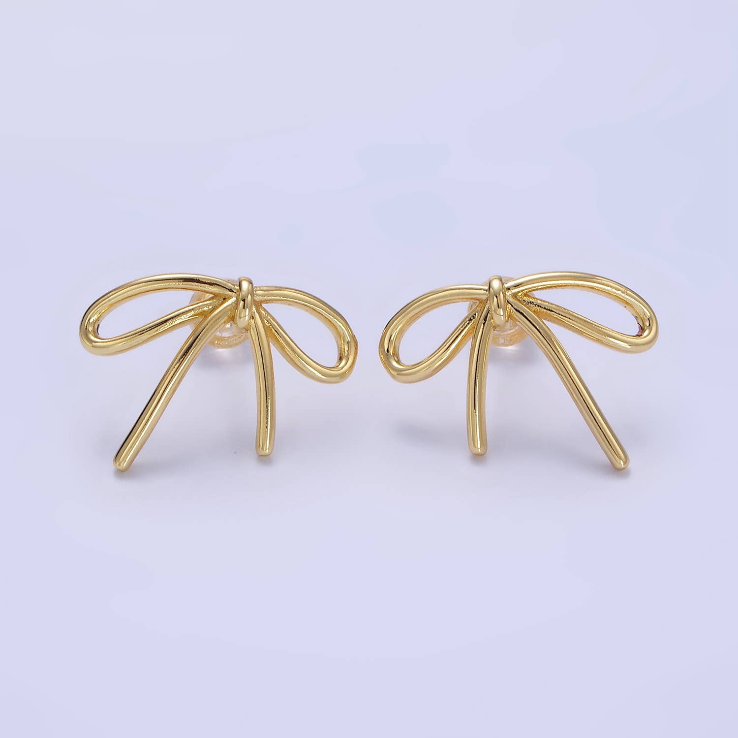 Aim Eternal - Wholesale Stud/Post Earrings - 14K Gold Filled Minimalist Tied Ribbon Bow Stud Earrings 0