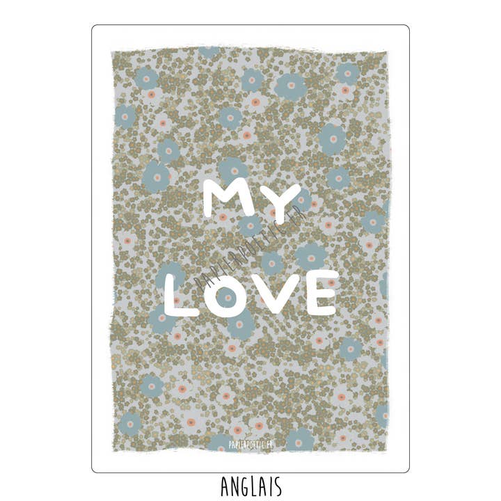 Papier Poetic - Venta al por mayor Tarjetas de amor - Tarjeta «MY LOVE» estilo liberty (varios idiomas)3