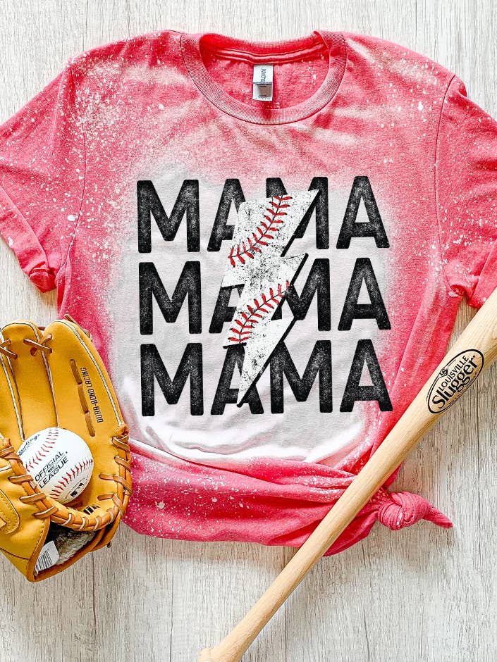 Camiseta con estampado Baseball Mama Lightening Bolt para venta al por mayor de SGB Wholesale