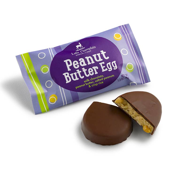 Easter Egg Crunchy Peanut Butter, Fair Trade Certified for wholesale by Lake Champlain Chocolates