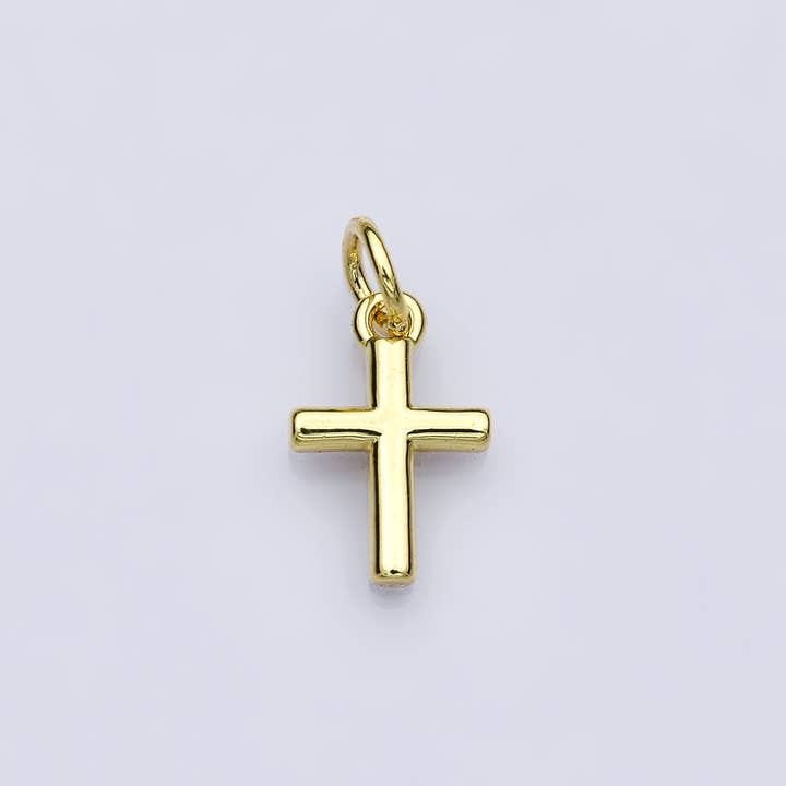 14K Goud Gevuld 12mm Minimalistisch Kruis Mini Bedel | AH638 voor wholesale door Aim Eternal
